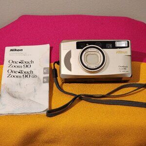 Vintage Nikon One Touch Zoom 90 Camera, Strap, & Manual UNTESTED